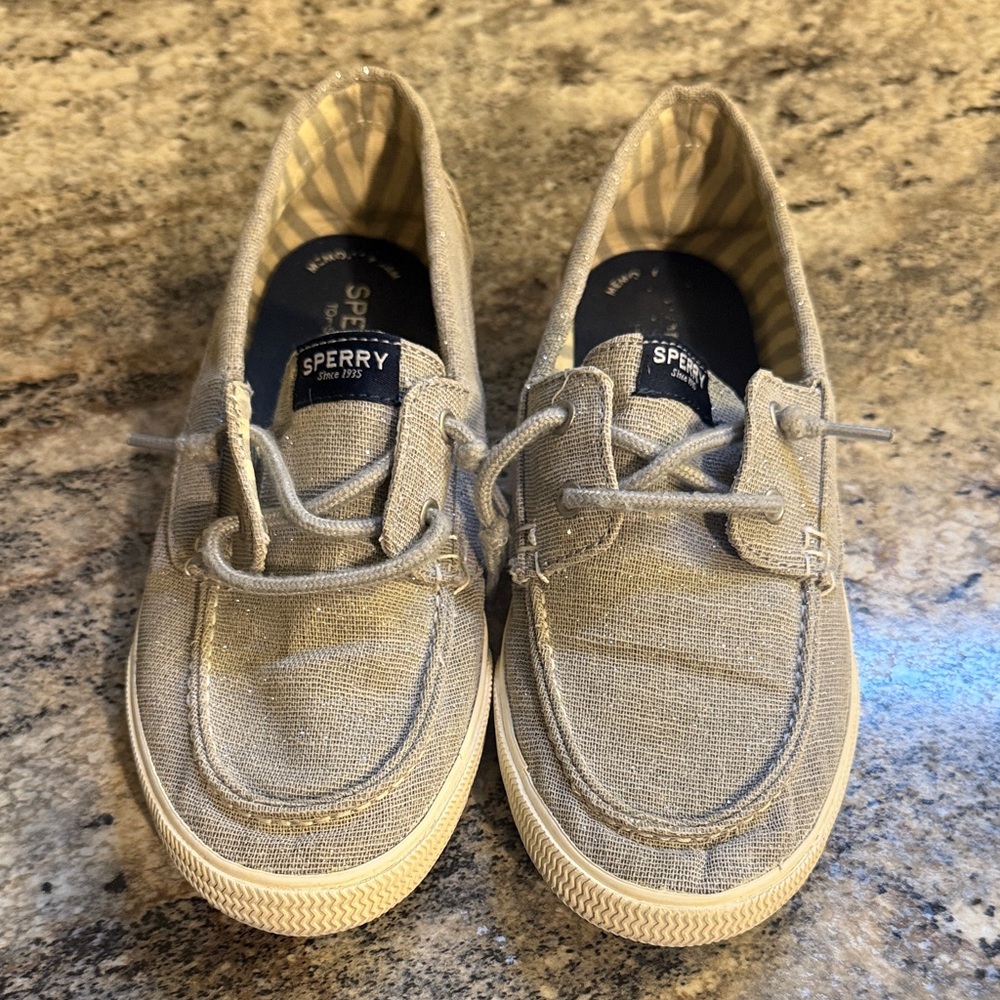 Sperry Kids Light Gray Sparkly Sneakers